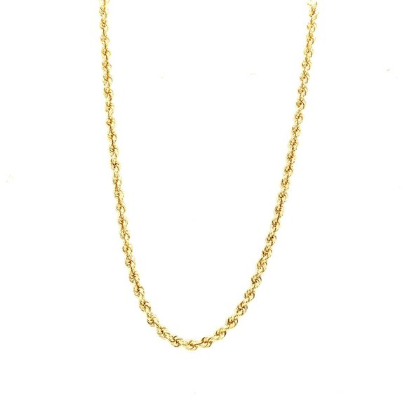 14K Yellow Gold 16" 3MM Rope Chain | Wide Heavy Chain | Unisex Jewelry - Picture 1 of 3